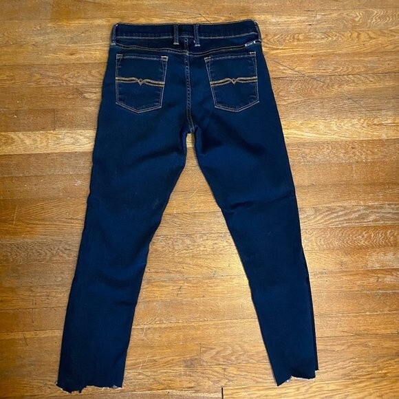 Lucky Brand Charlie Baby Boot Dark Wash Frayed Cuff Women Jeans Size 6/28 Long - Picture 3 of 12